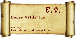 Becze Vitális névjegykártya